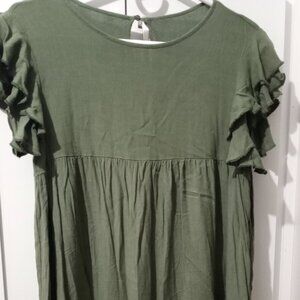 Green Ruffle Tierd Dress Size Small